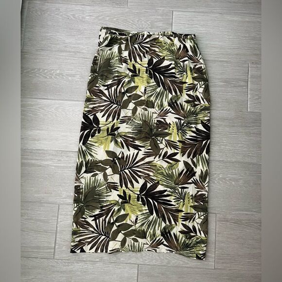 Vintage Chicos 100% Silk Wrap Skirt Tropical Leaves size 2 (large) - Picture 8 of 8